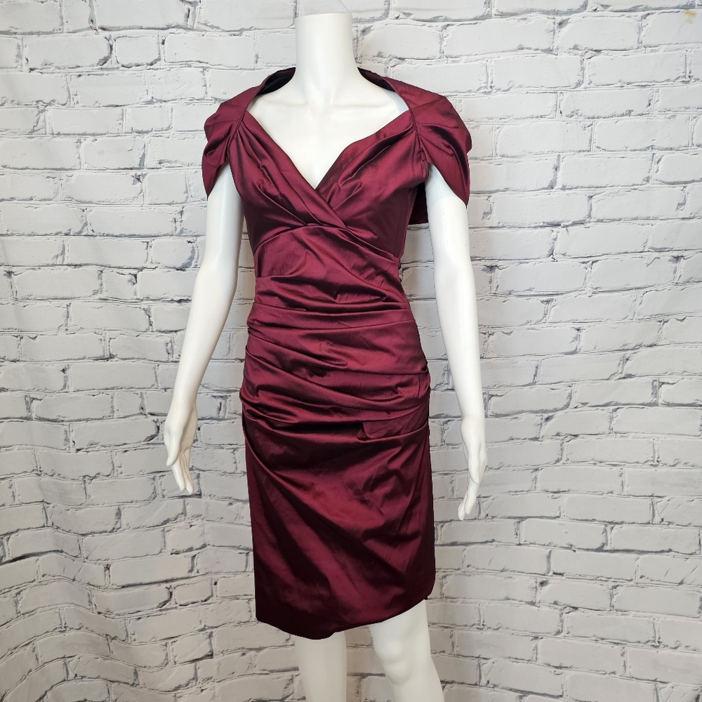 Talbot Runhof Red Ruched Dress